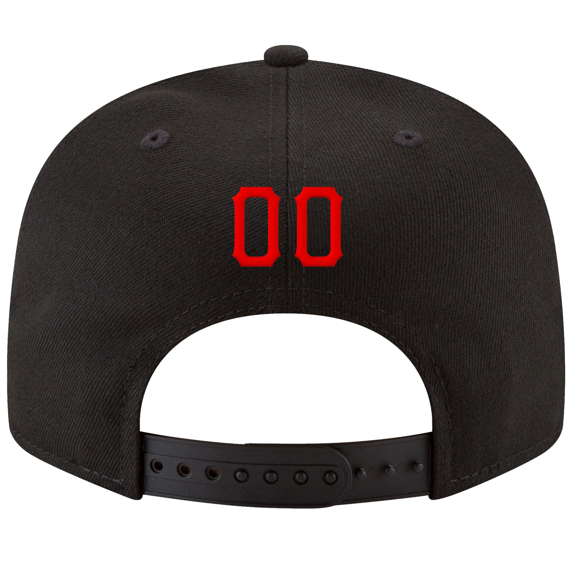 Personalized Adjustable Snapback Hat in Black with Red-Gold Stitching Personalized Black Red-Gold Stitched Adjustable Snapback - Image 3