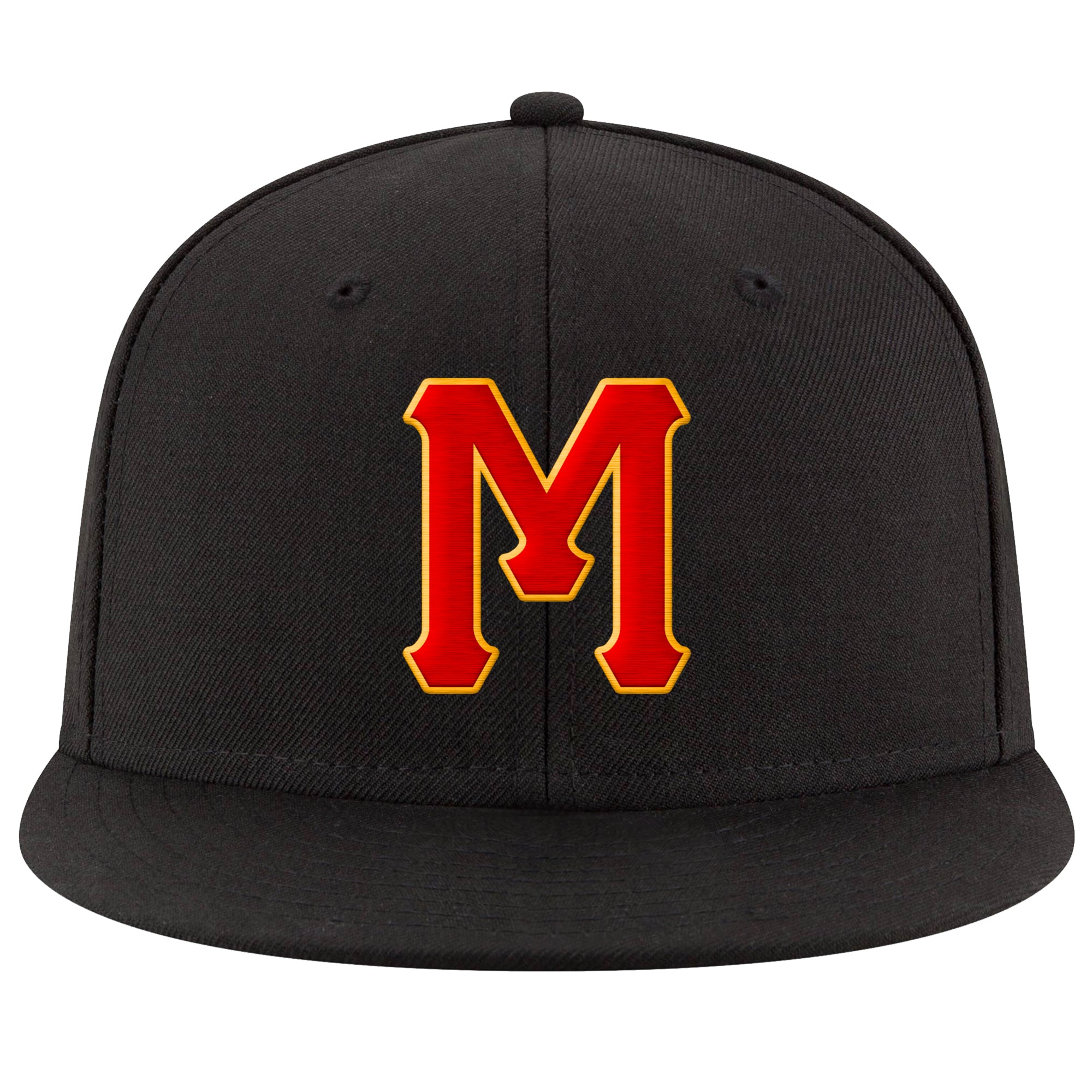 Custom Name Number Snapback Hat Adjustable Black Red Gold Stitched Personalized Team Cap Personalized Black Red-Gold Stitched