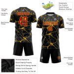 Custom Name Number Personalized Soccer Jersey Black Red Gold Sublimation Team Uniform Personalized Black Red-Gold Sublimation