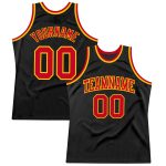 Personalized Throwback Basketball Jersey Black Red Gold - Custom Sports Apparel Personalized Black Red-Gold Throwback Basketball