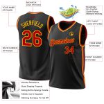 Personalized Throwback Basketball Jersey in Black and Red-Gold, Size 3 Personalized Black Red-Gold Throwback Basketball Jersey