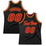 Personalized Black Red Gold Basketball Jersey - Retro Style Sports Apparel Personalized Black Red-Gold Throwback Basketball