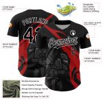 Custom Name and Number Knight Hero Art Baseball Jersey - Personalized 3D Pattern Design in Black, Red, and Gray Personalized