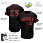 Personalized Custom Name and Number Authentic Baseball Jersey - Black Red-Gray Drift Fashion Team Design Personalized Black