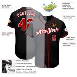 Custom Name Number Authentic Fashion Baseball Jersey - Personalized Black Red Gray Split Team Design Personalized Black Red-Gray
