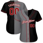 Custom Name and Number Personalized Black Red Gray Softball Jersey - Authentic Split Fashion Team Gear Personalized Black