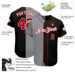 Custom Name and Number Personalized Black Red Gray Softball Jersey - Authentic Split Fashion Team Gear Personalized Black