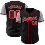 Custom Name and Number Personalized Two-Tone Baseball Jersey - Black Red-Gray Authentic Team Gear Personalized Black Red-Gray