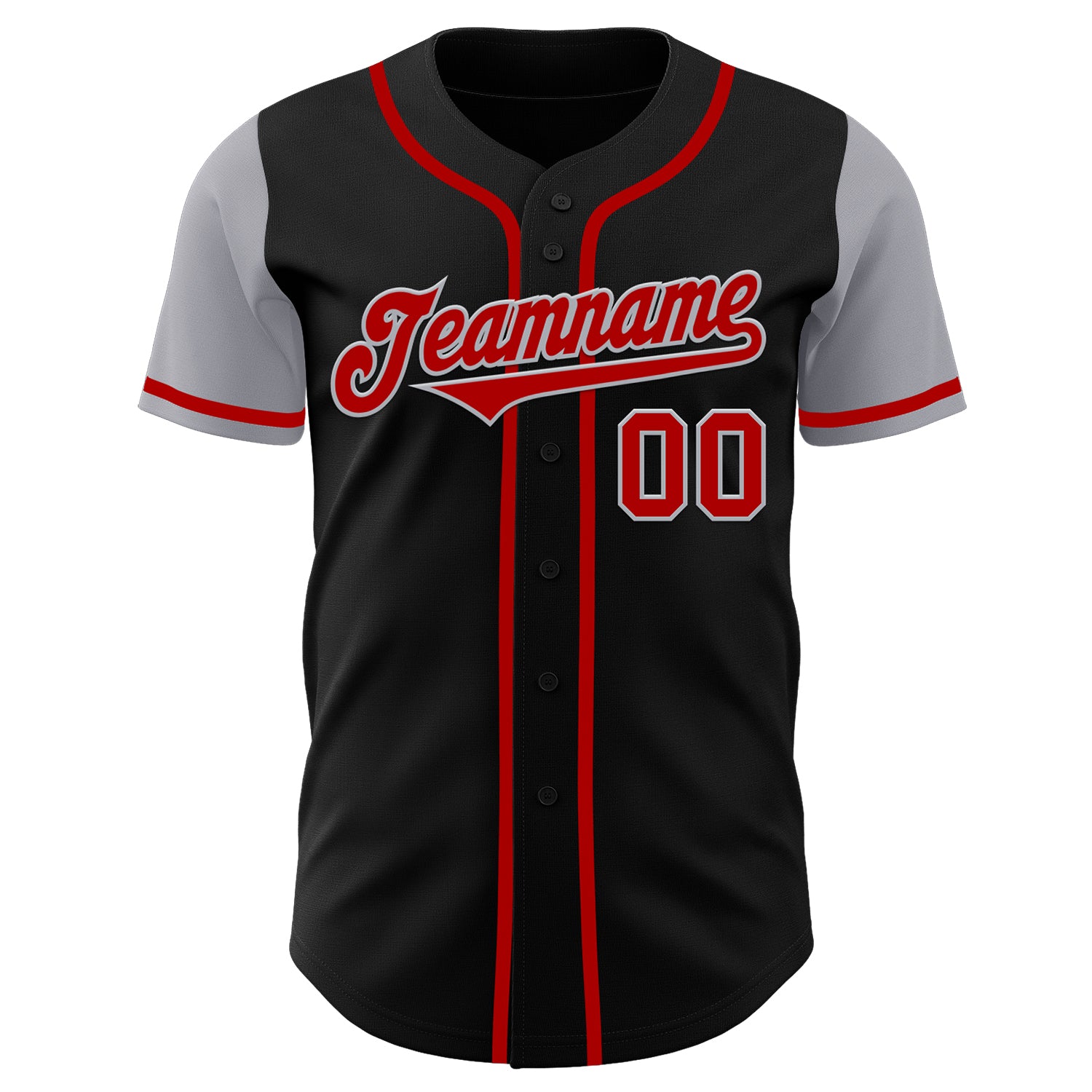 Personalized Black Red-Gray Authentic Two Tone Baseball Jersey Team Custom Name and Number Custom Name and Number Personalized Two-Tone Baseball Jersey - Black Red-Gray Authentic Team Gear Personalized Black Red-Gray - Image 2