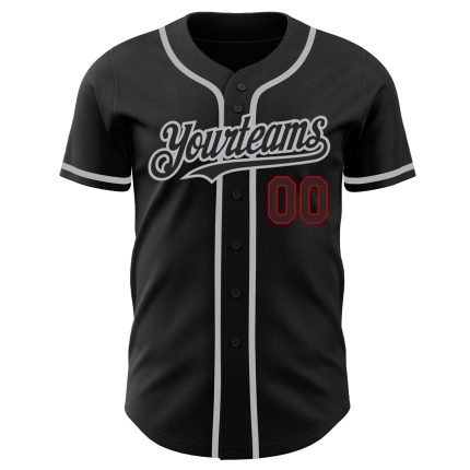 Custom Black Red Gray Baseball Jersey for Men and Women - Personalized Team Jersey 3 Personalized Black Red-Gray Baseball