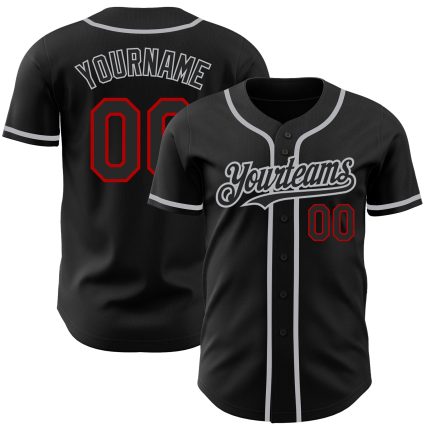 Custom Black Red Gray Baseball Jersey for Men and Women - Personalized Team Jersey 3 Personalized Black Red-Gray Baseball