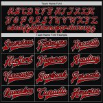 Personalized Bomber Jacket Black Red Gray Varsity Letterman Full-Snap Two Tone Personalized Black Red-Gray Bomber Full-Snap