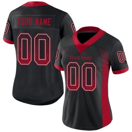 Personalized Black Red Gray Mesh Football Jersey for Drift Style Fashion Personalized Black Red-Gray Mesh Drift Fashion Football