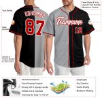 Personalized Fashion Baseball Jersey in Black Red-Gray Split Design - Size 2 Personalized Black Red-Gray Split Fashion Baseball