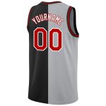 Personalized Black Red Gray Basketball Jersey for Men - Split Design Fashion Sportswear Personalized Black Red-Gray Split