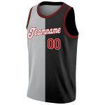 Personalized Black Red Gray Basketball Jersey for Men - Split Design Fashion Sportswear Personalized Black Red-Gray Split