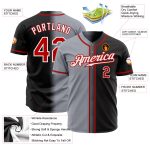 Custom Name and Number Baseball Jersey - Personalized Black Red Gray White Gradient Fashion Design Personalized Black Red