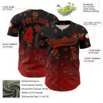 Personalized 3D Gothic Style Rose Baseball Jersey in Black Red-Green - Custom Sports Wear Personalized Black Red-Green 3D