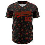 Personalized 3D Gothic Style Rose Baseball Jersey in Black Red-Green Colors Personalized Black Red-Green 3D Gothic Style