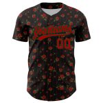 Personalized Gothic Style Rose Baseball Jersey - Black Red-Green 3D Pattern Design Personalized Black Red-Green 3D Pattern