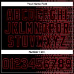 Custom Name Number Bomber Varsity Letterman Jacket, Personalized Black Red Halftone 3D Pattern Design Personalized Black