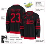 Custom Team Hockey Jersey with Personalized Name and Number, Black and Red Personalized Black Red Hockey Jersey Team Custom
