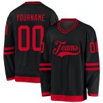 Custom Team Hockey Jersey with Personalized Name and Number, Black and Red Personalized Black Red Hockey Jersey Team Custom
