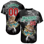 Personalized 3D Mexico Baseball Jersey - Black Red Kelly Green Design Personalized Black Red Kelly Green 3D Mexico Baseball