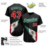 Personalized 3D Abstract Wing Baseball Jersey with Mexican Flag - Custom Name & Number in Black, Red, Kelly Green Personalized