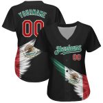 Personalized 3D Abstract Wing Baseball Jersey with Mexican Flag - Custom Name & Number in Black, Red, Kelly Green Personalized