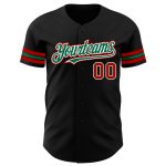 Personalized Black Red Kelly Green Baseball Jersey - Authentic Custom Sports Apparel Personalized Black Red-Kelly Green Authentic