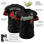 Personalized Black Red Kelly Green Baseball Jersey - Authentic Custom Sports Apparel Personalized Black Red-Kelly Green Authentic