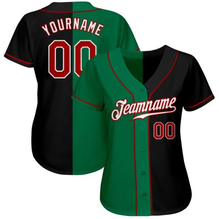 Custom Authentic Baseball Jersey - Personalized Name & Number, Black Red Kelly Green Team Gear Personalized Black Red-Kelly