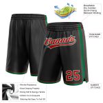 Personalized Basketball Shorts in Black, Red, and Kelly Green for Men and Women Personalized Black Red-Kelly Green Basketball