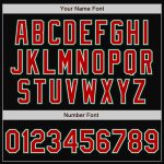 Personalized Two Tone Black Red Kelly Green Varsity Letterman Bomber Jacket Full Snap Personalized Black Red-Kelly Green