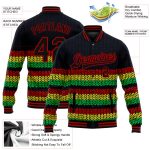 Personalized Black Red Green Gold 3D Bomber Varsity Jacket for Black History Month Full-Snap Letterman Personalized Black