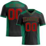Customizable Black Red Kelly Green Authentic Football Jersey with Personalized Name and Number Personalized Black Red-Kelly