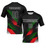 Custom Volleyball Jersey Personalized with Name and Number, Black Red-Kelly Green Geometric Shape for Palestine Team Personalized