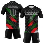 Custom Volleyball Jersey Personalized with Name and Number, Black Red-Kelly Green Geometric Shape for Palestine Team Personalized