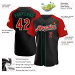 Personalized Baseball Jersey Black Red Kelly Green Raglan Sleeves Personalized Black Red-Kelly Green Raglan Sleeves Baseball