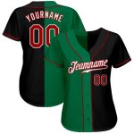 Personalized Black Red Kelly Green Fashion Baseball Jersey for Men and Women Personalized Black Red-Kelly Green Split Fashion