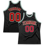 Personalized Black Red Kelly Green Basketball Jersey for Men - Throwback Style Personalized Black Red-Kelly Green Throwback