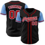 Custom Name Number Authentic Two Tone Baseball Jersey Personalized Black Red Light Blue Personalized Black Red-Light Blue