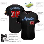 Personalized Black Red-Light Blue Baseball Jersey Custom Name Number Personalized Black Red-Light Blue Baseball Jersey