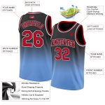 Personalized Fashion Basketball Jersey - Black Red-Light Blue Fade Design Personalized Black Red-Light Blue Fade Fashion