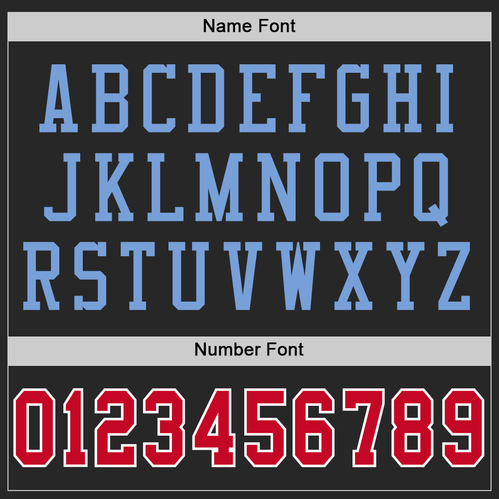 Personalized Black Red-Light Blue Mesh Authentic Throwback Football Jersey Team Custom Name and Number Custom Personalized Football Jersey - Black Red-Light Blue Mesh with Team Name and Number - Authentic Throwback Style Personalized - Image 4