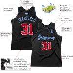 Personalized Black and Red Throwback Basketball Jersey in Light Blue Design Personalized Black Red-Light Blue Throwback Basketball