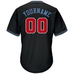 Personalized Black Red-Light Blue Baseball Jersey Shirt - Throwback Rib-Knit Design Personalized Black Red-Light Blue Throwback