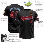 Personalized Unisex Softball Jersey in Black, Red, Light Blue - Two-Button Design Personalized Black Red-Light Blue Two-Button