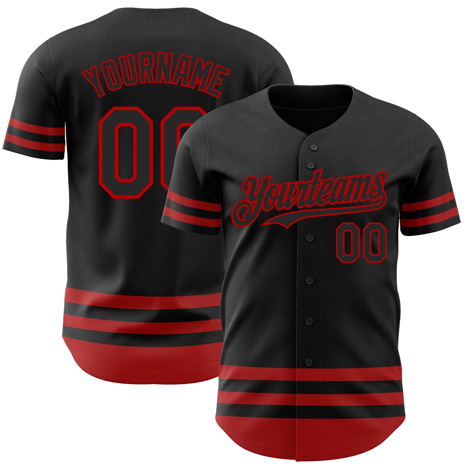 Personalized Baseball Jersey with Black and Red Line Design - Customizable Sports Apparel Personalized Black Red Line Baseball